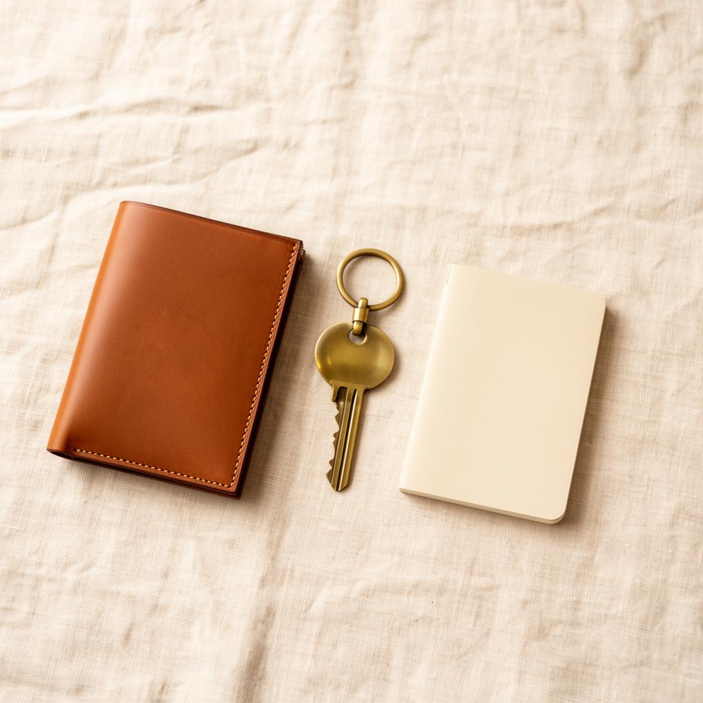 Everyday carry objects on linen